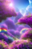 Placeholder: digital illustration, a world full of life divine thrill of biological tranquil sky, flowers, spaceship, bright color splashes, high detailed 8 k,ufo rainbow