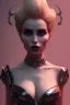 Placeholder: Constance Langdon as evil queen in black leather, leather, busty, cleavage, angry, stern look. character design by cory loftis, fenghua zhong, ryohei hase, ismail inceoglu and ruan jia. unreal engine 5, artistic lighting, highly detailed, photorealistic, fantasy