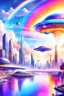 Placeholder: ville futuriste ultra moderne, ufos, rainbows,intergalactic city