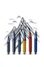 Placeholder: The logo consists of a group of pens combined with mountains