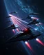 Placeholder: Stealth frigates futuristic emerging from cloaking fields to ambush a heavily armored dreadnought fleet, ion torpedoes streaking through the dark, holographic countermeasures flaring, sci-fi space warfare at its finest, dramatic shadows, octane render, futuristic concept art