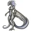 Placeholder: A dragonoid human with silver scales along with a long, flexible tail