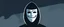 Placeholder: 8 bit pixelart of a shadow figure with a white smooth wide smiling mask noseless opera mask