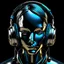 Placeholder: Front face Girl realistic headphones dark gold