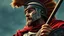 Placeholder: A movie poster of a Roman soldier low to up camera shots in the style of oil painting