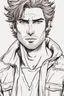 Placeholder: young man with scruffy hair, stubble and a judgmental look on his face comic book style