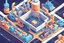 Placeholder: Abstract depiction of a futuristic factory, with connected elements like a computer chip. Make it colorful and stylised. Emphasis on complexity but make it clean and neat. Top down isometric view