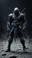 Placeholder: A centering dynamic view action showcasing the fusion of figma and Neumorphic elements, depicting a fully fantasy male black blood mecha-ninja. Its intricate mechanisms are driven by interlocking robes and complex fabrics casual outfit embedded throughout its massive figma frame. Stance on black mechtech battlefields abandone Dojo. no camera