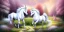 Placeholder: beautiful white unicorns in flower garden