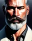 Placeholder: "MIddle aged white human male, with a trimmed but uneven beard, piercing eyes with slick back hair, full-scale head and shoulders portrait, 8k resolution concept art portrait by Greg Rutkowski, Artgerm, WLOP, Alphonse Mucha dynamic lighting hyperdetailed intricately detailed Splash art trending on Artstation triadic colors Unreal Engine 5 volumetric lighting Splash art fantasy"