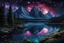 Placeholder: by the lake, on an alien world, under the Orion Nebula, by night :: make it more alien and make the sky a whole starry nebula :: extremely detailed, intricate, photorealistic, beautiful, high detail, high definition, pencil sketch, deep color, digital art