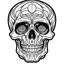 Placeholder: very simple Coloring page for beginers with skull, very Bold outlines and white background, not very detailed