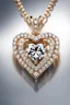 Placeholder: Create a visually stunning and luxurious image of a diamond necklace with a big symetrical heart shape diamond at the center and 3 layers of small round diamonds around it