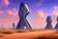 Placeholder: Sunny spring day, Futuristic buildings near the desert, impressionism painting