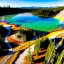 Placeholder: Yellowstone National Park,aerial view,extremely detailed digital painting, high resolution,8k, realistic, beautiful, volumetric lighting, mystical colors ,perfectly centered image, perfect composition, rim light, beautiful lighting,masterpiece, stunning scene, raytracing, anatomically correct, in the style Van Gogh and robert e howard and Ken Kelley and Ohrai Noriyoshi and Simon Bisley and tomzj1.