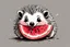 Placeholder: a cute, happy hedgehog taking a bite from a piece of watermelon, eyes closed, cute ink sketch style illustration