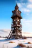 Placeholder: tall steampunk tower in a snowy field
