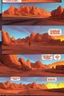 Placeholder: a red blooded desert valley landscape marvel comics style