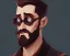 Placeholder: Portrait, animateur radio, homme, chauve,petite barbe, lunettes, 4k, steampunk,casque audio, micro, studio, oncle 46 ans