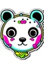 Placeholder: Sticker, white background, panda cutstir, contour, colorful, vector, kawaii