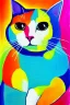 Placeholder: painting, bright colors, cat, happy