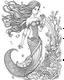 Placeholder: A real mermaid, coloring image, full body (((((white background))))), only use an outline., real style, line art, white color, clean line art, white background, Sketch style