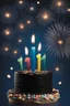 Placeholder: A black birthday party and blue fireworks