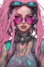 Placeholder: mermaid cyberpunk some fish scales on face pink hair dreadlock sunglasses gem in front