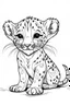 Placeholder: outline art for Cheetah Cub coloring pages with sitch, white background, Sketch style, full body, only use outline, toddlers style, clean line art, white background, no shadows and clear and well outlined.