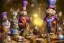 Placeholder: the mad hatter's tea party, long table, the march hare, the mad hatter, field mouse, alice, the cheshire cat, alice in wonderland, signpost pointing in different directions, orbs of light, tea pot, teacup, film still