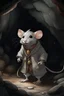 Placeholder: A mouse wearing heavy clothes in a cave