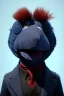 Placeholder: Waist up muppet Portrait, Vladimir Putin as muppet doll, Black suit, photo studio, blue background, unreal engine 5, concept art, art station, god lights, ray tracing, RTX, lumen lighting, ultra detail, volumetric lighting, 3d.