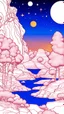 Placeholder: Peaceful, Egon Schiele, Max Ernst, night sky filled with galaxies, planets and stars, rock formations, trees, flowers, one-line drawing, sharp focus, 8k, deep 3d field, intricate, ornate, one million strokes, colored