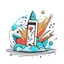 Placeholder: Image: A rocket launching from a smartphone, leaving a digital trail. Style: Retro Pop. Mood: Fun and Upgrading. Lighting: Energetic and dynamic. LOGO design graphic, vector, contour, white background