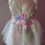 Placeholder: delicate embroidery and beadwork of flowers on tulle, couture, beautiful composition, aesthetic layout, wildflowers, watercolor