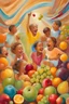 Placeholder: An abstract image about being greatful, laughter, children, god, fruits, friends