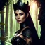 Placeholder: Morena Baccarin as a beautiful sexy dark elf queen seated elegantly on a throne in a mystical forest, dark celtic vignette frame, photo-realistic, cinematic lighting, award-winning photography