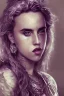 Placeholder: Danish singer MØ face, style viking, high light ,purple tones