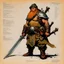 Placeholder: ConceptSheet: dwarf ranger with AD&D statistics [by frank frazetta]