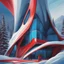 Placeholder: Zaha Hadid style snow hut, digital art, hyper-detailed, red and blue colors, 8k oil painting