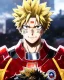 Placeholder: Detailed anime portrait of bakugo from my hero academia, gold hair and golden eyes, black suit, intricate details, full body portrait, keep head in frame, slight smile, black Japanese motif, concept art, highly detailed, digital painting, concept art, sharp focus, illustration, art by Yoji Shinkawa, WLOP and greg rutkowski and alphonse mucha and artgerm and yanjun Chen and Junji ito and Makoto Shinkai, HDR, octane render