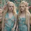 Placeholder: Elle fanning and dakota fanning as flowers, turquoise, jean.