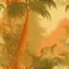 Placeholder: A light rosy orange rainforest with jaguars painted by Leonardo da Vinci