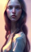 Placeholder: girl, cute, beautiful, long hair, wavy hair, brunett hair, blue eyes, black tee shirt, head and shoulders portrait, 8k resolution concept art portrait by Greg Rutkowski, Artgerm, WLOP, Alphonse Mucha dynamic lighting hyperdetailed intricately detailed