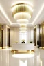 Placeholder: grand luxurious tower reception lobby with little white and gold modern interior theme