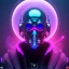 Placeholder: cyberpunk purple masked villain in galaxy, teal and purple smoke, detailed, realistic, 4k