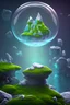 Placeholder: hedjuk, crystalline, renderin, room, cosmic, opalescent, 100mm, opalescent, gemstones, crystals, object, other worldly,water, rock, moss,bright, ice background