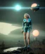 Placeholder: Ultra Realistic retro sci-fi 1960 scene, waist up view portrait, blonde woman, sweet young Marilyn Monroe face, perfect iris, tight latex coat, alien planet background, tight style, steel sphere dron levitating, fog, rain, soft color, highly detailed, unreal engine 5, ray tracing, RTX, lumen lighting, ultra detail, volumetric lighting, 3d, finely drawn, high definition, high resolution.