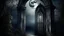 Placeholder: Moonlight Scene: "The Gothic door, set amidst a dark, misty landscape, bathed in the soft silver light of a full moon, with the surrounding vegetation transformed into skeletal silhouettes."