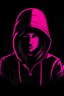 Placeholder: Hacker female in a hooded sweater as black and dark pink as a logo